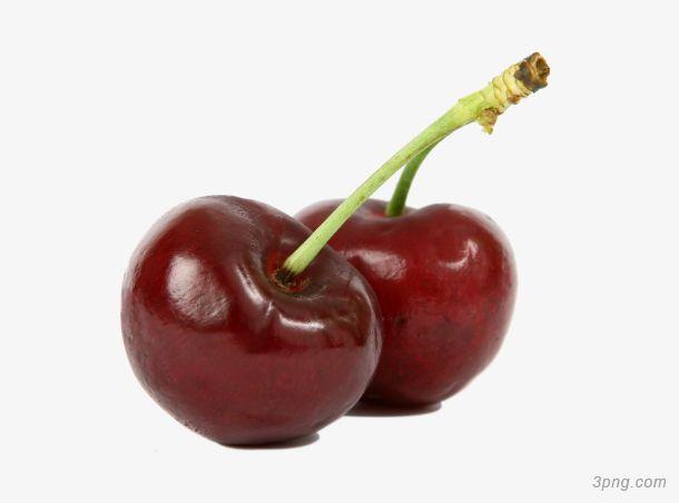 两颗红色樱桃png素材透明免抠图片-其他元素