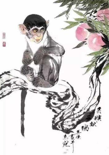 画猴名作一画猴名作二画猴名作三画猴名作四猴子的画法:着色写意画中