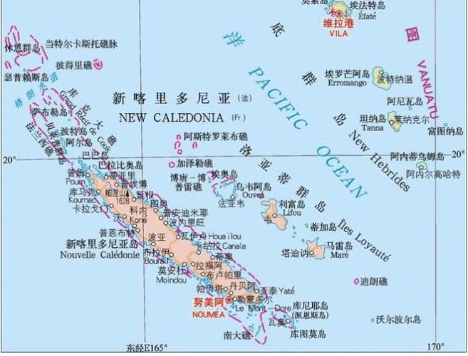 法属新喀里多尼亚的地图