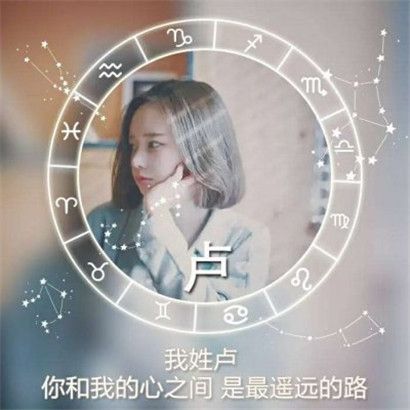 女生姓氏头像带字图片 加上漂亮的星座圆形背影