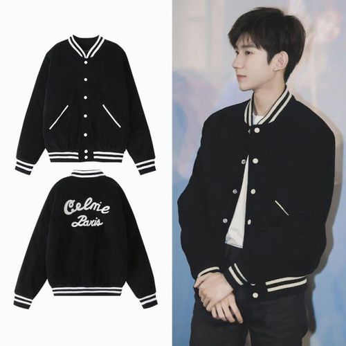 tfboys王源同款衣服明星秋冬黑色棒球服男女情侣夹