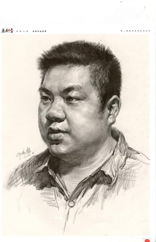 许鸿维 黄志勇 寸头 男青年 四分之三 素描 素描头像