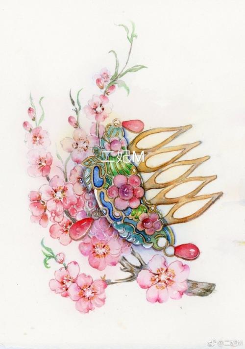 水彩配饰,水彩古风,古风配饰
