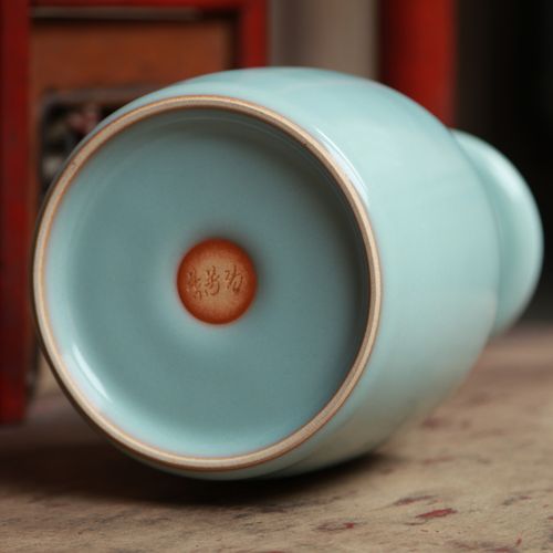 叶芳强纸槌瓶龙泉青瓷摆件花瓶高档古典中式南宋官窑