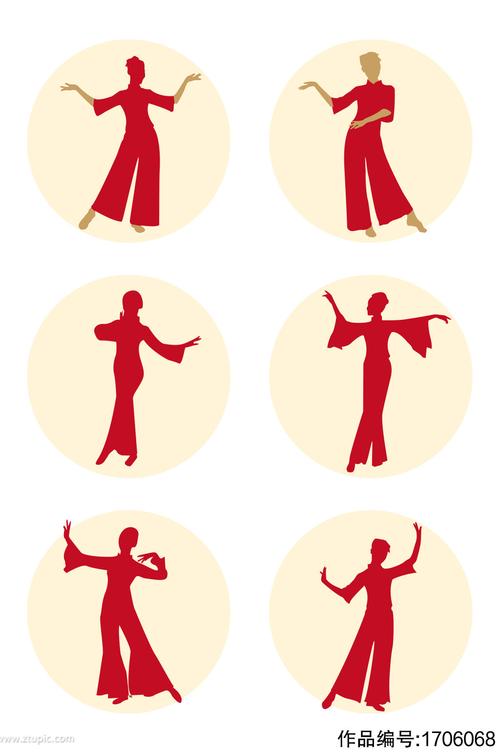 矢量中国广场舞传统民族舞剪影