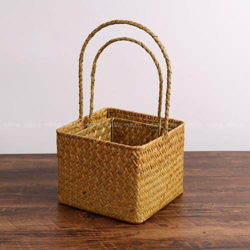 手提篮子藤条手工编织的竹篮小装鸡蛋的小篮子装草莓的鸡蛋春游