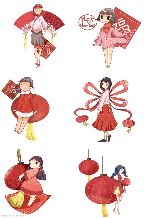 手绘可爱创意新年插画