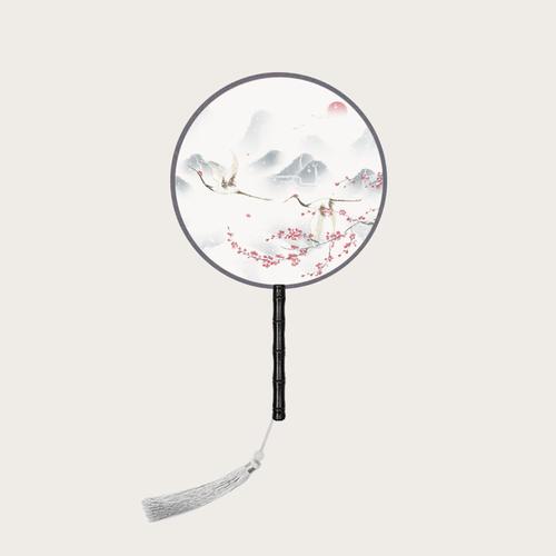 团扇古达古风长柄流苏扇子女中国风古装汉服旗袍跳舞儿童舞蹈小圆形扇