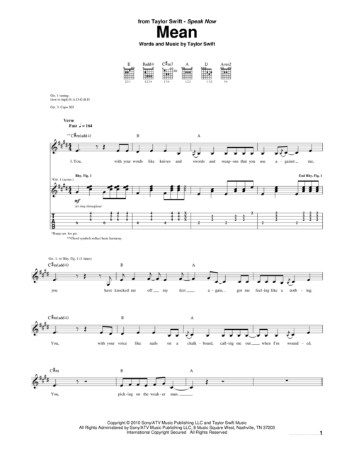 mean吉他谱1