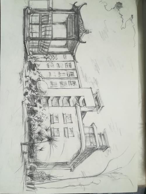 风景速写校园建筑写生