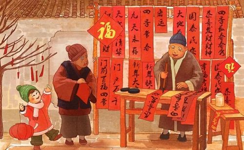 无论城市还是农村,家家户户都要精选一副大红春联贴于门上,辞旧迎新