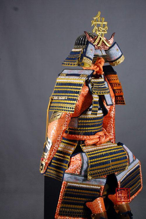 日本甲胄*武士盔甲 可穿 五月人形 金色涂全密篮糸縅