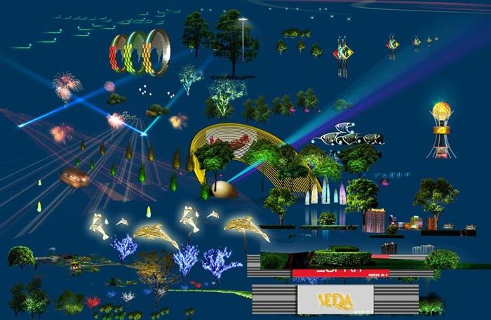 景观植物灯光夜景素材[原创]