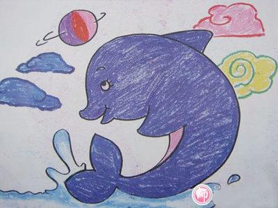 儿童彩笔画可爱的海豚-48kb