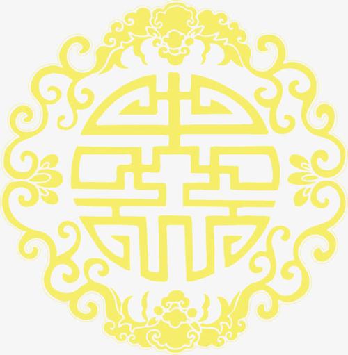 黄色中国春节花纹