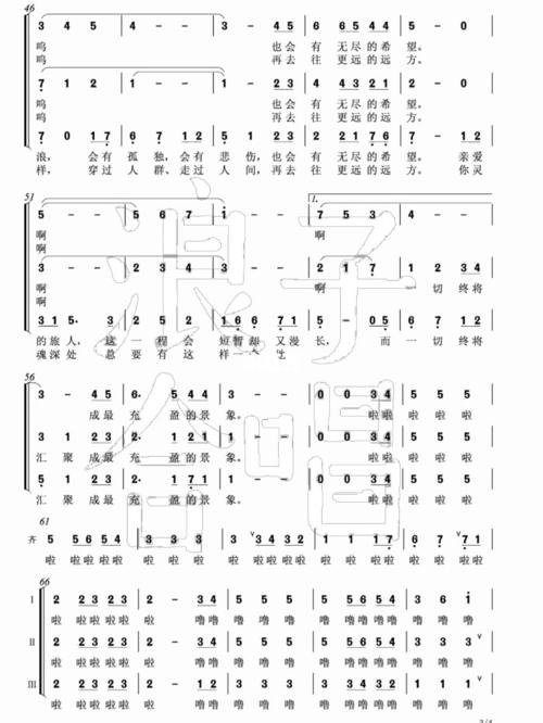 千与千寻 亲爱的旅人啊 合唱谱 阿卡贝拉_千与千寻_合唱_沈阳音乐学院
