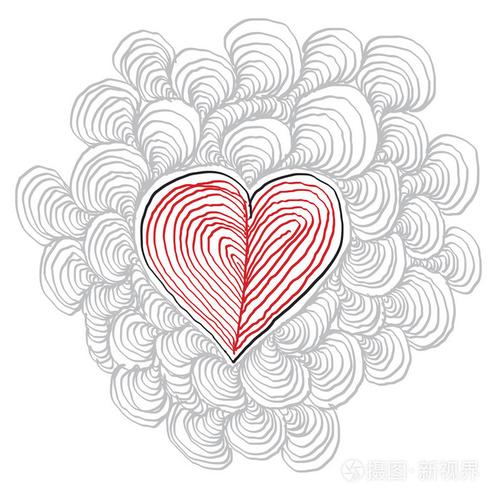 简单的心手绘插图情人节的概念爱你你