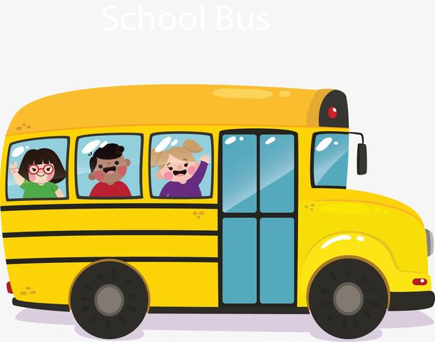 黄色卡通开学校车