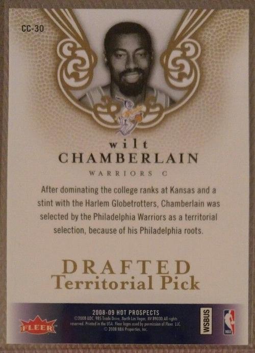 wilt chamberlain- 2008-09 fleer hot prospects "cream of the crop