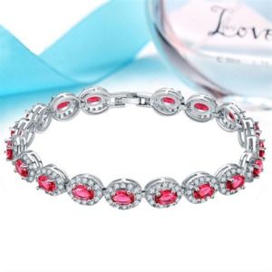 欧美时尚水滴女士aaa锆石手链 电镀真金满钻宝石水晶手链女防过敏