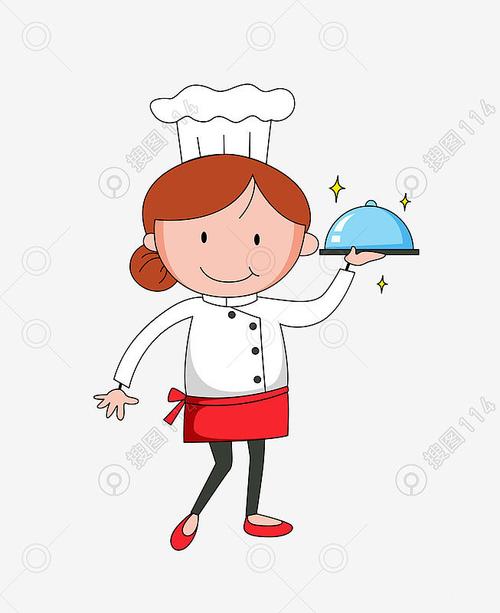 美食端盘子卡通服务员人物