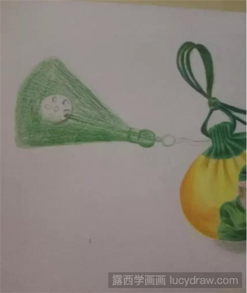 手绘彩铅教程:画香囊的步骤