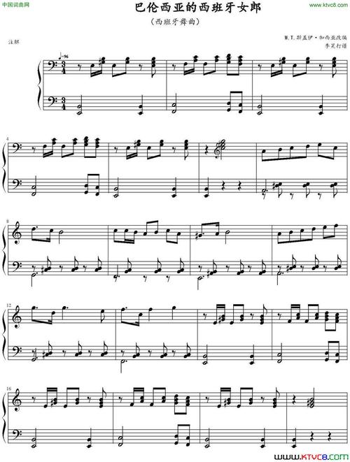 巴伦西亚的西班牙女郎西班牙舞曲