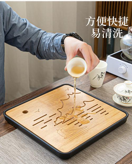 逸峰密胺茶盘家用功夫茶具日式托盘竹茶台茶托现代简约套装沥水盘