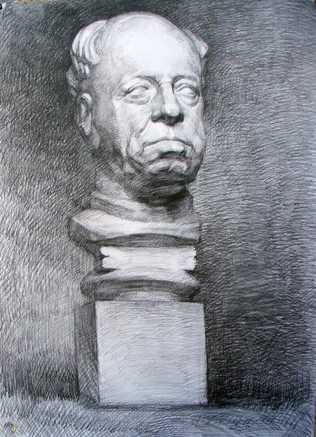 关于2012年央美附中素描考题(石膏头像)之一 "神父"的