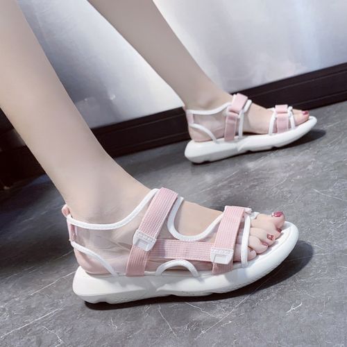 述雅夏季新款凉鞋女ins潮鞋百搭网红厚底初中学生火运动凉鞋视频