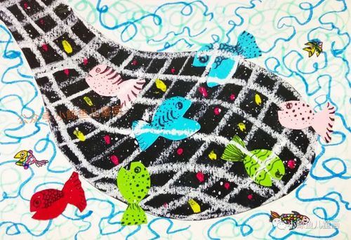 创意画|捕鱼_小鲸鱼儿童画_零二七艺考