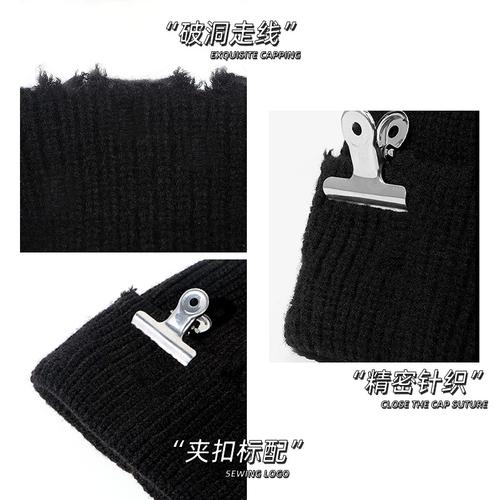 男士大头围针织帽权志龙夹子毛线帽女潮嘻哈地痞冷帽破洞帽子冬季