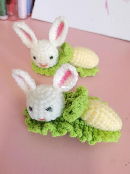 超好看的小兔子发夹毛线手工钩织图解_兔子_发夹_钩织