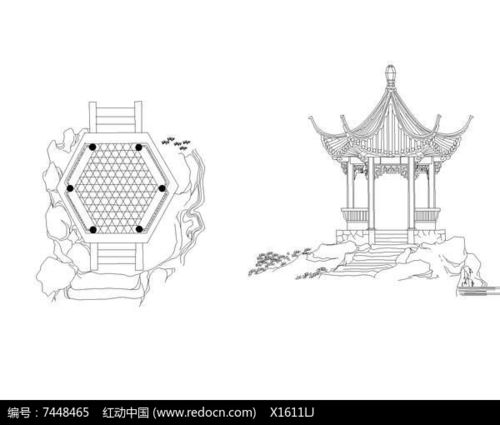 六角亭平立面图