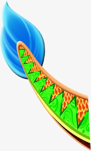 蓝色卡通手绘龙尾