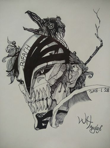 很喜欢死神,所以圆珠笔手绘作品奉上