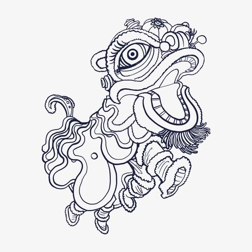 简笔画的舞狮