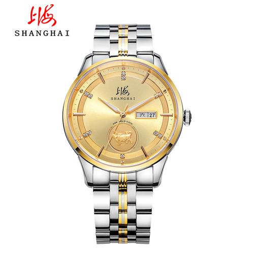 牛年纪念上海手表上海牌手表男士牛年纪念系列牛转乾坤24k小金牛全