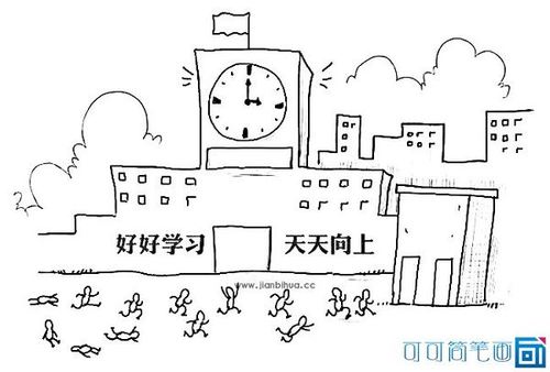 美丽的校园简笔画图片(2)