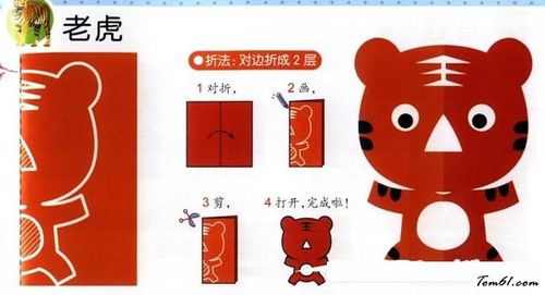 老虎的剪纸图案与图解教程