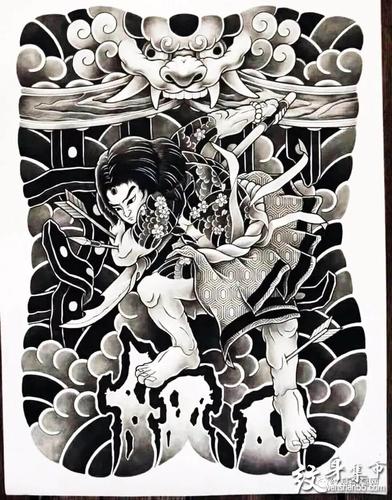 满背张顺破水门纹身,张顺破水门纹身手稿,张顺破水门纹身手稿图案