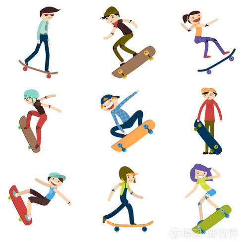 运动员表演滑板特技.9高品质滑板自行车剪影