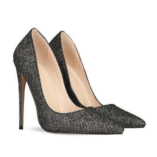 2020新款12cm银色高跟鞋女细跟伪娘反串单鞋特大码女鞋40434445