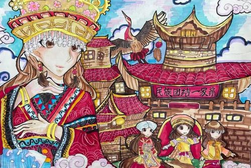 以笔绘心,以画传情,青浦区教育系统"民族一家亲"绘画作品展来啦!