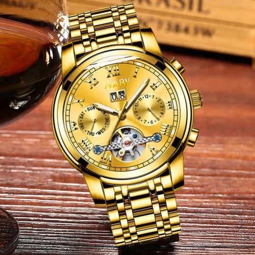 nary耐瑞日月星辰男性手表新款飞轮全自动机械表时尚