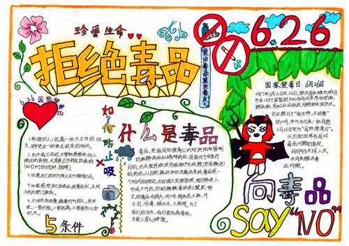 一二三年级简单画画禁毒手抄报 三年级简单手抄报
