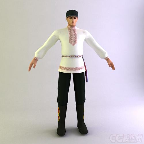 俄罗斯族男士服饰 少数名族模型