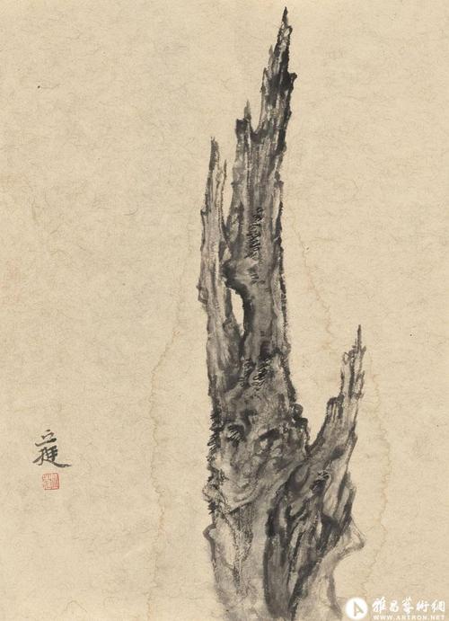 枯树图-中国书画/国画/国画-名家丘挺作品赏析-丘挺