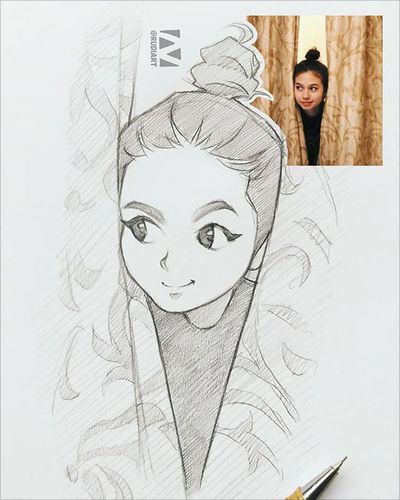 印尼rudi可爱的手绘人物肖像艺术作品