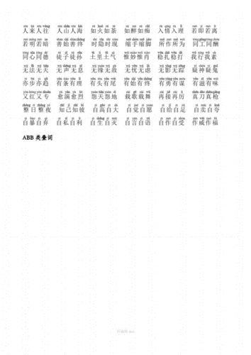 小学一年级二年级abbaab等重叠词大全带拼音pdf5页
